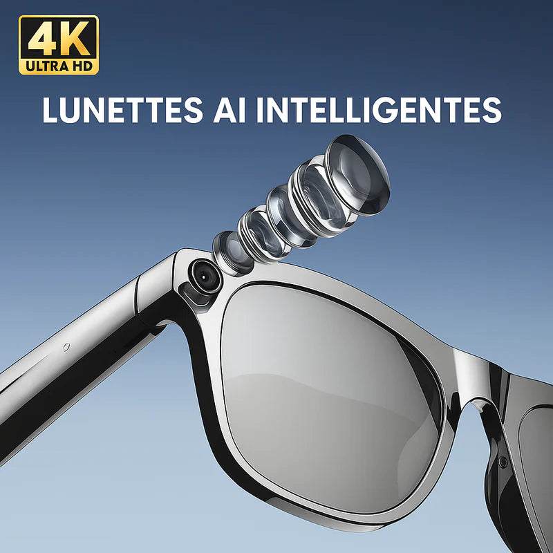 Lunettes connectées, Caméra Intégrée, ChatGPT  SmartView Pro IA